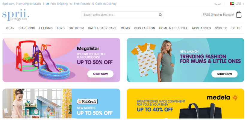 Launch eCommerce business, CodeShip provide you 5 eCommerce success stories from the top eCommerce platforms in KSA & UAE, the Leading eCommerce Platform for Mums in the Middle East ‘Sprii.com’ case study